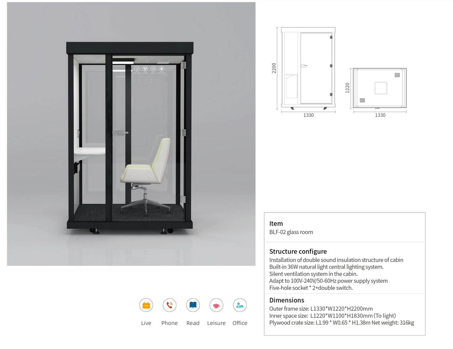 Compact Soundproof Cabin for Phone Calls