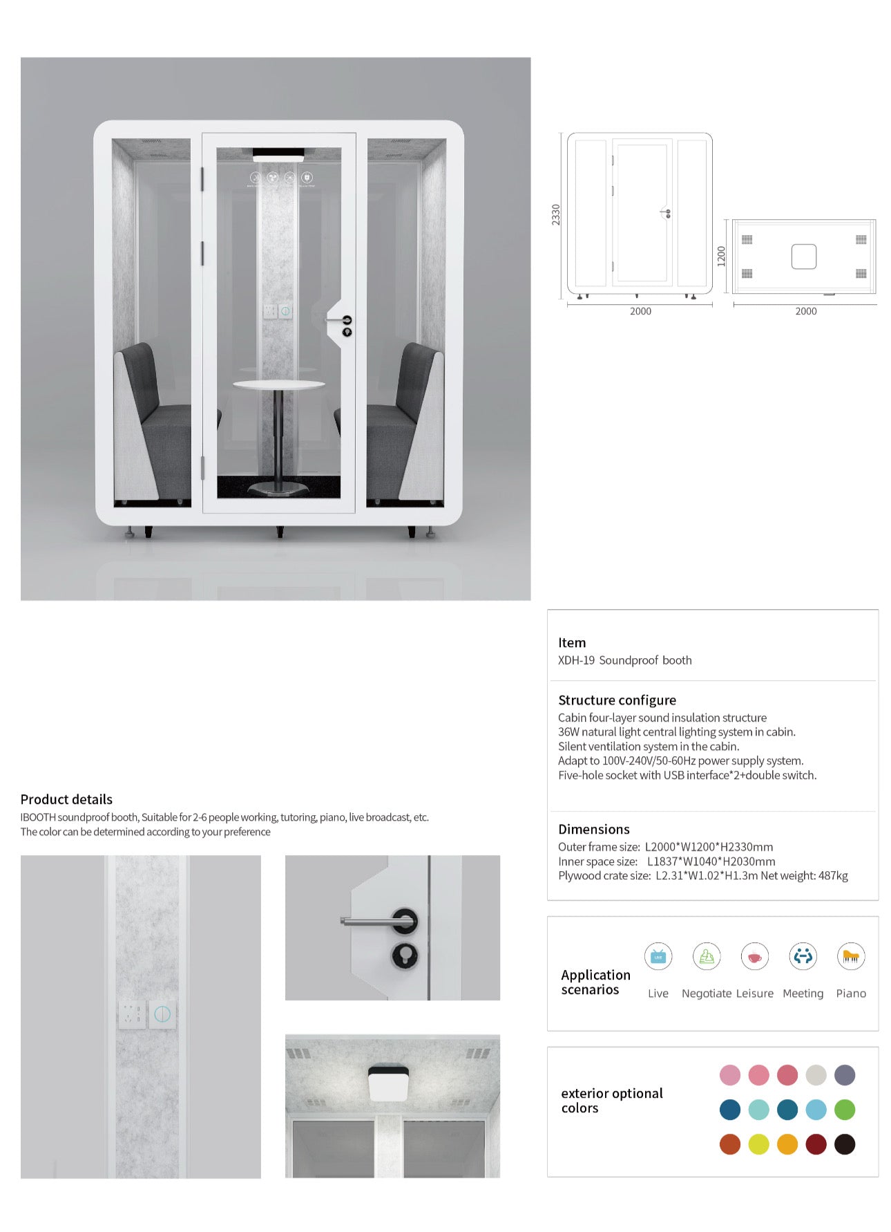 Mobile Office SoundProof Pod Booth  for 4-6 People