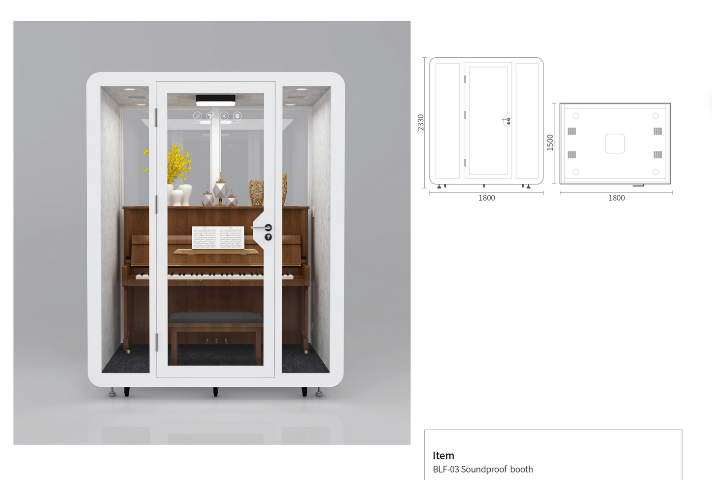 Silent Box Sound Booth LED with Lighting Centrifugal Fans and AC USB Ports XL for 8 Persons
