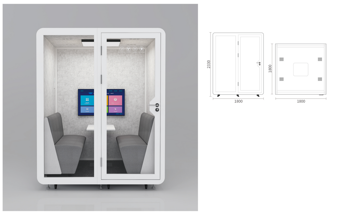 Soundproof Office Pod Booth Quiet Meeting Pod with Acoustic Panels for 1-2 Persons